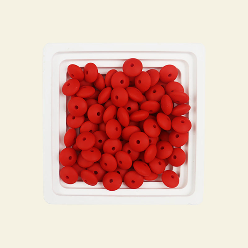 Wholesale  100pcs/pack Silicone single color 12mm abacus beads flat beads